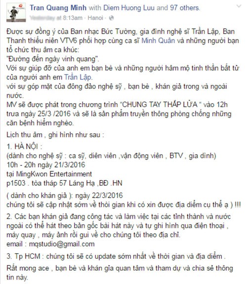 MV vinh danh Tran Lap se duoc phat song ngay 25/3-Hinh-2